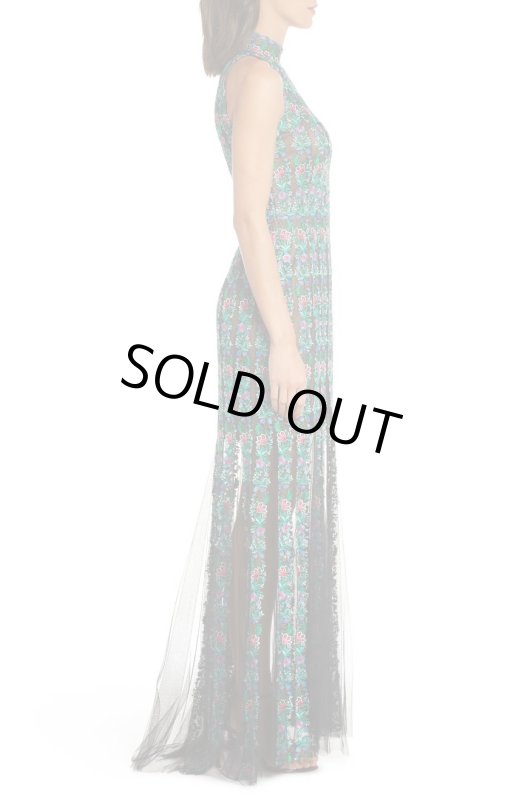画像3: 【観月ありささん、アンミカさんご着用】Tadashi Shoji  タダシショージ　Embroidered Tulle Gown グリーン系 (3)
