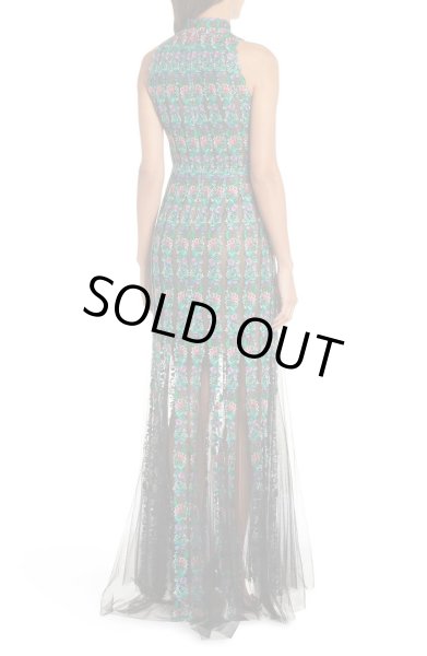 画像2: 【観月ありささん、アンミカさんご着用】Tadashi Shoji  タダシショージ　Embroidered Tulle Gown グリーン系 (2)