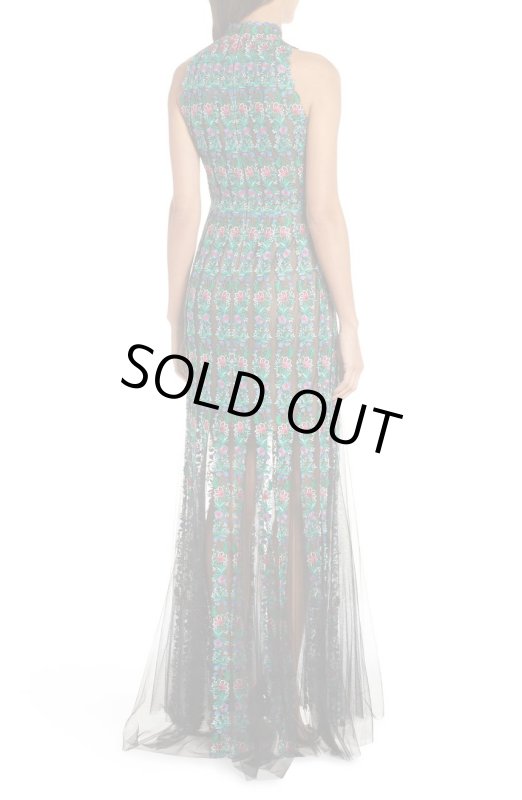 画像2: 【観月ありささん、アンミカさんご着用】Tadashi Shoji  タダシショージ　Embroidered Tulle Gown グリーン系 (2)