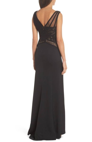 画像2: Tadashi Shoji  タダシショージ Crochet Lace Gown ブラック (2)