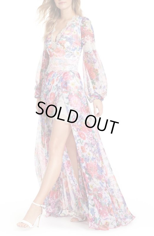 画像4: 【池田エライザさん着用】Tadashi Shoji  タダシショージ　花柄シフォンロングドレス (4)