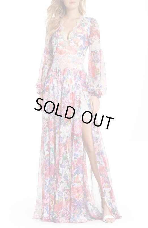 画像2: 【池田エライザさん着用】Tadashi Shoji  タダシショージ　花柄シフォンロングドレス (2)