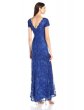 画像2: 【デヴィ夫人ご着用】Tadashi Shoji タダシショージ　Cap Sleeve Lace V-Back Gown  ブルー系 (2)