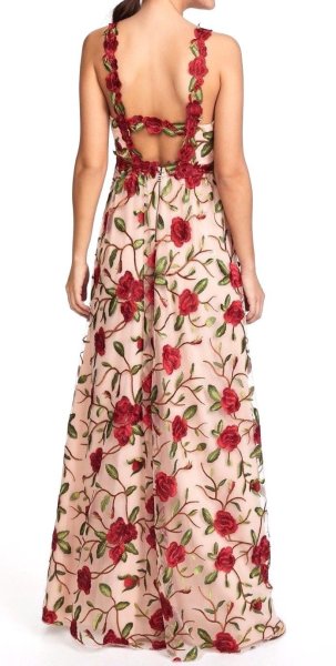 画像3: セール！【パリスヒルトン愛用】Alice + Olivia アリスアンドオリビア　beck ローズ柄刺繍ロングドレス (3)