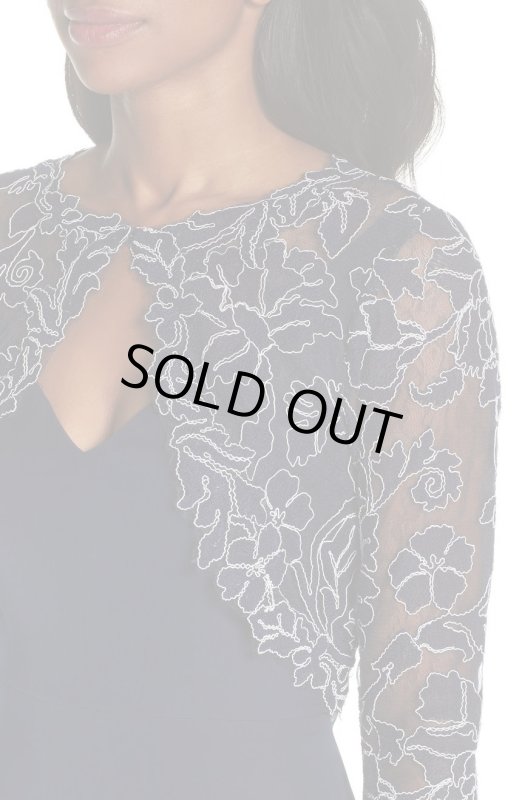 画像4: 1点のみ即発！Tadashi Shoji  タダシショージ  　Crepe & Embroidered Lace Gown　ネイビー系  41101 (4)