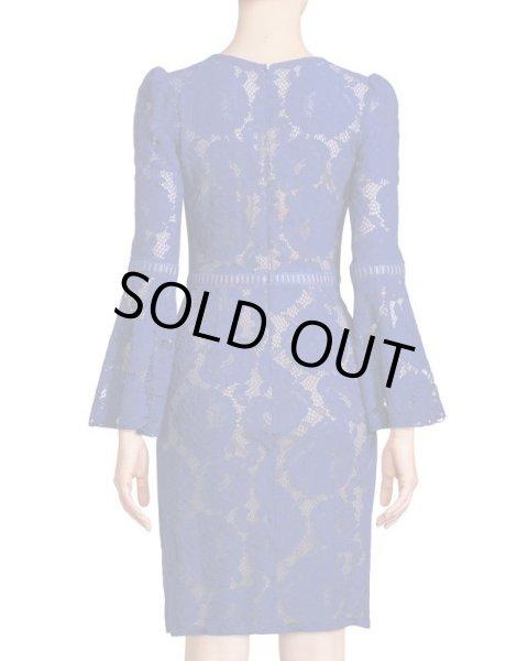 画像2: Tadashi Shoji タダシショージ   ベルスリーブレースドレス ブルー (2)