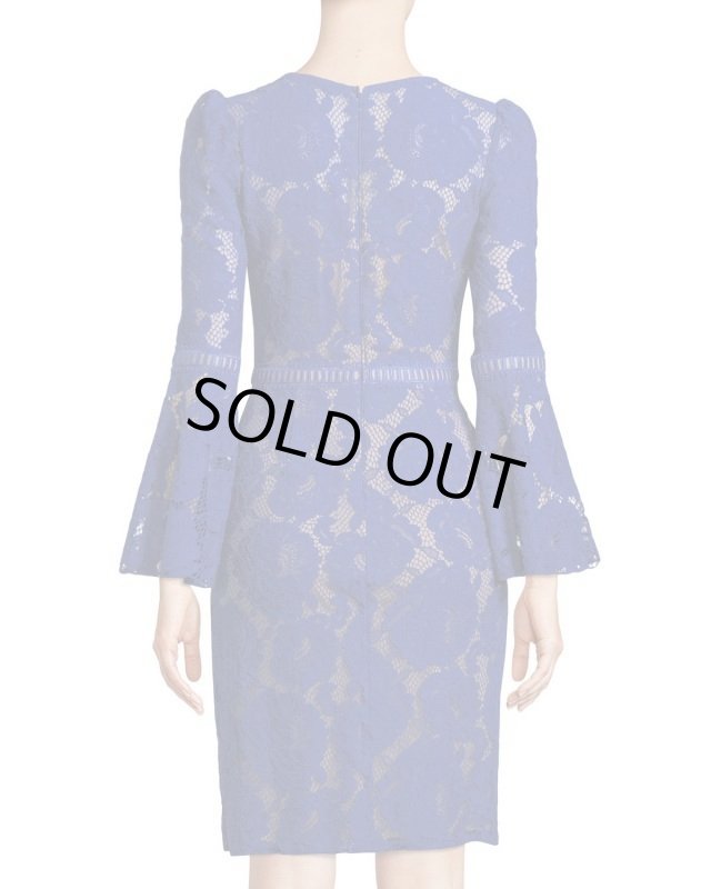 画像2: Tadashi Shoji タダシショージ   ベルスリーブレースドレス ブルー (2)