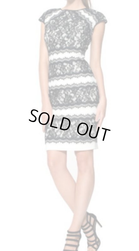 画像1: 【早見優さんご着用Tadashi Shoji      Short-Sleeve Lace Cocktail Dress　ホワイト (1)