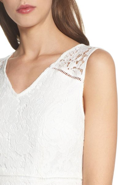 画像4: 【Kathie Lee Gifford愛用】Adrianna Papell アドリアナパペル Cynthia Lace Flounce Hem Sheath Dress  (4)