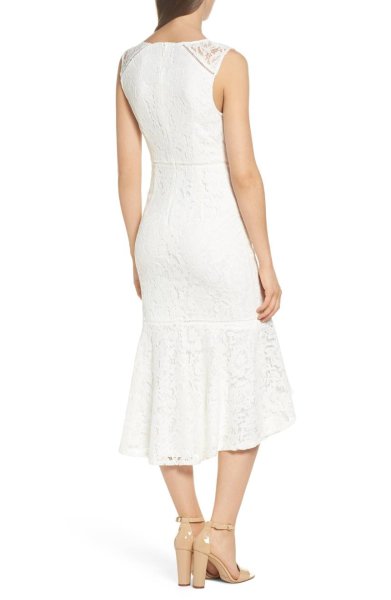 画像2: 【Kathie Lee Gifford愛用】Adrianna Papell アドリアナパペル Cynthia Lace Flounce Hem Sheath Dress  (2)