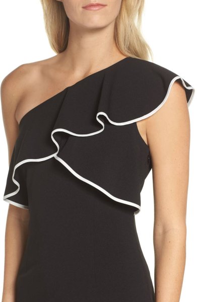 画像3: 【Kathie Lee Gifford愛用】Adrianna Papell アドリアナパペル ラッフルワンショルダードレス (3)