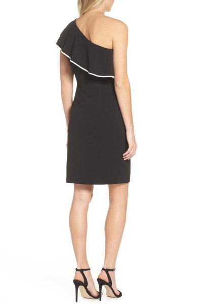 画像2: 【Kathie Lee Gifford愛用】Adrianna Papell アドリアナパペル ラッフルワンショルダードレス (2)