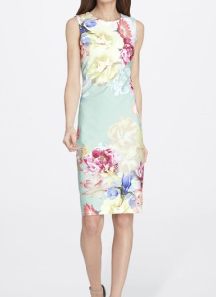 画像1: 【Kathie Lee Gifford着用】Tahari by ASL  　Scuba Crepe Floral Sheath Dress (1)