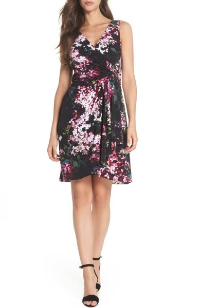 画像1: 【Kathie Lee Gifford愛用】Adrianna Papell アドリアナパペル　Floral Print Twist Front Dress (1)