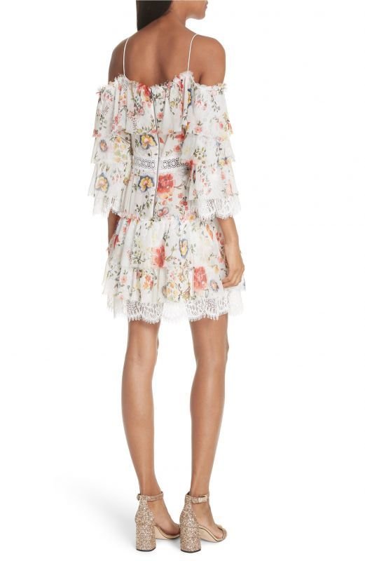 画像2: Alice + Olivia アリスアンドオリビア　 Santos Cold Shoulder Floral Silk Dress (2)
