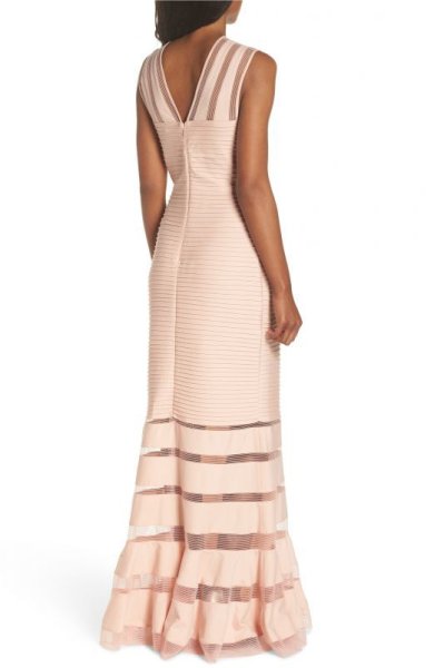 画像2: Tadashi Shoji タダシショージ   Mesh Inset Pintuck Dress ピンク系 (2)