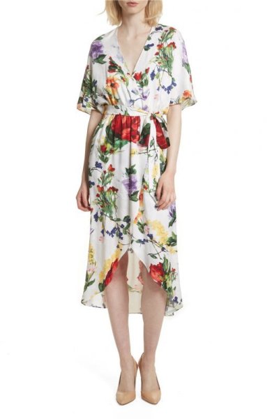 画像1: 【ユージェニー王女ご愛用、ドラマ使用】Alice + Olivia アリスアンドオリビア　 Clarine Floral Wrap Midi Dress (1)