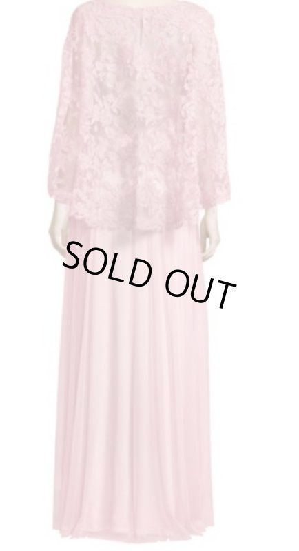 画像2: 【小林幸子さん着用】Tadashi Shoji  タダシショージ  レースケープロングドレス ピンク系 (2)