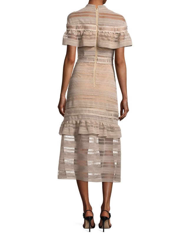 画像3: 再入荷、即発！【佐々木希さん着用】Self Portrait　セルフポートレート　Frill Yoke Cape Lace Midi Dress  12001 (3)