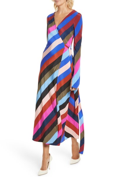 画像3: 【Sunny Hostin着用】Diane von Furstenberg ダイアンフォンファステンバーグ Carsonストライプラップドレス (3)