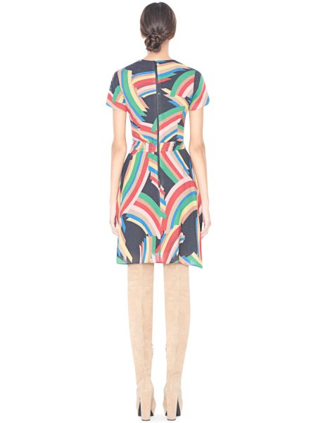 画像2: 【candace cameron bure愛用】Alice + Olivia アリスアンドオリビア  Rainbow Stripe Adrianna Mock Wrap Dress  (2)