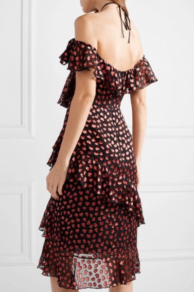 画像2: 【パリスヒルトン愛用】Alice + Olivia アリスアンドオリビア Annabeth オフショルダーラッフルドレス (2)