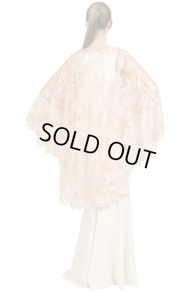 画像2: Badgley Mischka　メタリックレースケープロングドレス (2)