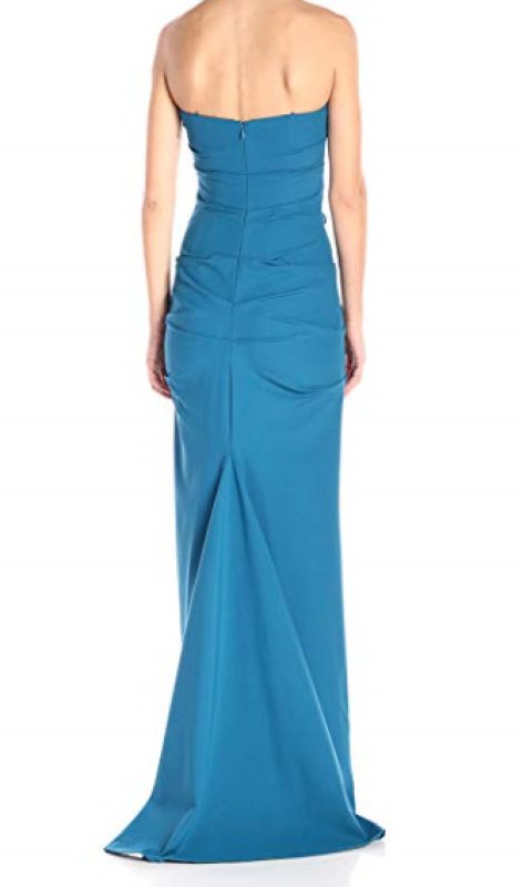 画像2: Nicole Miller ニコルミラー  Felicity Techy Crepe ストラップレスロングドレス    Peacock  04035 (2)
