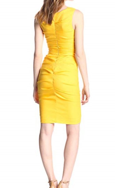 画像2: 【セレブ多数愛用】Nicole Miller  ストレッチリネンシースドレス Pineapple  (2)