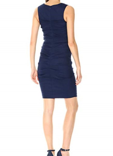 画像2: 【セレブ多数愛用】Nicole Miller  ストレッチリネンシースドレス Dark Denim  (2)