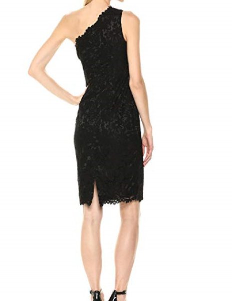 画像2: 【ドラマ使用】Eliza J  ワンショルダーレースドレス ブラック (2)