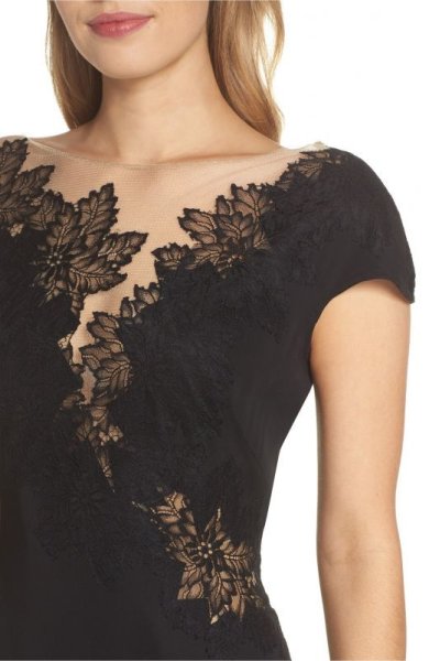 画像4: Tadashi Shoji タダシショージ   パーティードレス Lace & Crepe Gown ブラック (4)