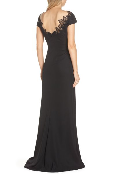 画像2: Tadashi Shoji タダシショージ   パーティードレス Lace & Crepe Gown ブラック (2)