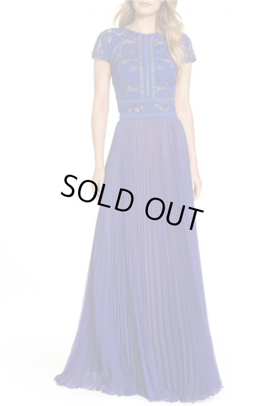 画像1: Tadashi Shoji タダシショージ  Lace & Chiffon  A-Line Gown ブルー系 (1)