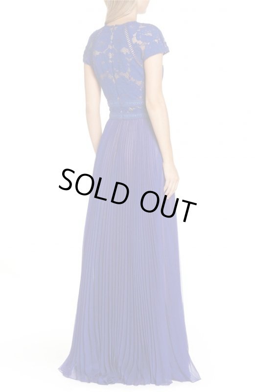 画像2: Tadashi Shoji タダシショージ  Lace & Chiffon  A-Line Gown ブルー系 (2)