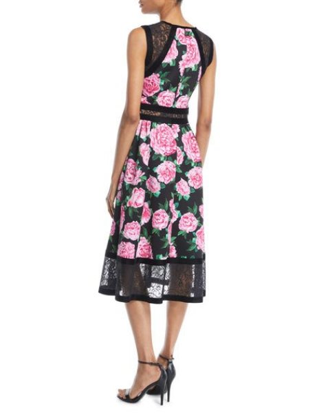 画像2: 【生田智子さん、陽月華さん着用】Tadashi Shoji タダシショージ   Floral-Print Neoprene Midi Dress　ピンク系 (2)