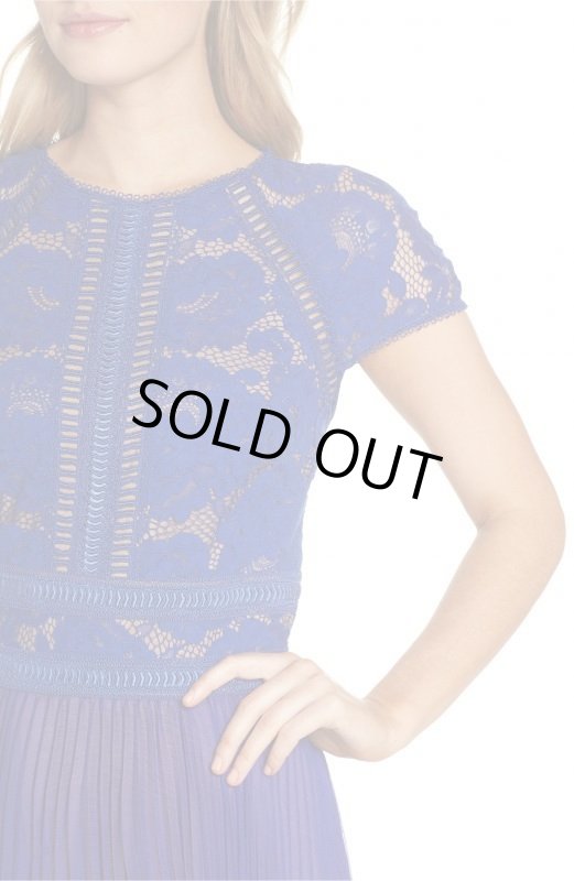 画像3: Tadashi Shoji タダシショージ  Lace & Chiffon  A-Line Gown ブルー系 (3)