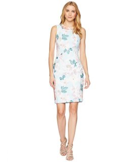 Calvin Klein Women's Cross Front V-Neck Dress with Tie Waist