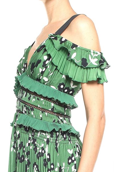 画像3: 【メーガン妃、パリスヒルトン、アンミカさんご愛用】Self Portrait セルフポートレート コールドショルダー花柄ドレス グリーン (3)