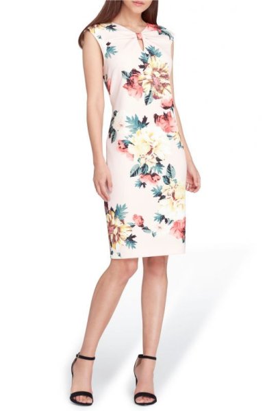 画像1: 【Kathie Lee Gifford着用】Tahari by ASL   Floral Scuba Crepe Sheath Dress (1)