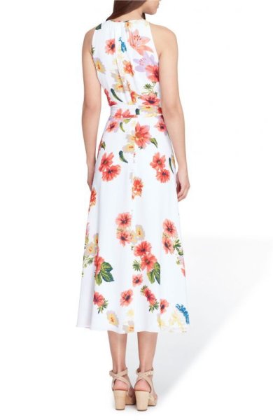 画像2: 【Kathie Lee Gifford着用】Tahari by ASL   Sleeveless Floral Chiffon Midi Dress (2)