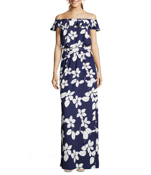 画像1: 【Kathie Lee Gifford愛用】Adrianna Papell アドリアナパペル　Simple Delight Ruffled Maxi Dress  (1)