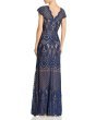 画像2: Tadashi Shoji タダシショージ   Lace Cap Sleeve Gown Midnight ブルー系ネイビー系 (2)