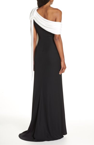 画像2: 限定セール！Tadashi Shoji タダシショージ   Crepe Gown　ブラック  06252 (2)