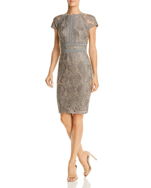 画像1: Tadashi Shoji タダシショージ   　 Lace Soutache Cap Sleeve Dress (1)