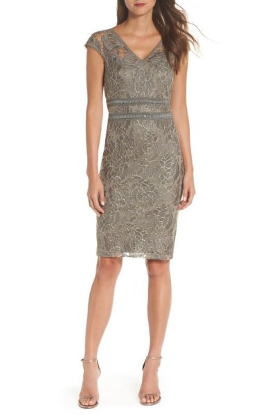 画像1: Tadashi Shoji タダシショージ   　 Lace Sheath Dress (1)