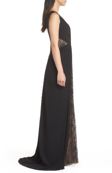 画像3: Tadashi Shoji タダシショージ   パーティードレス Pintuck & Lace Gown ブラック (3)