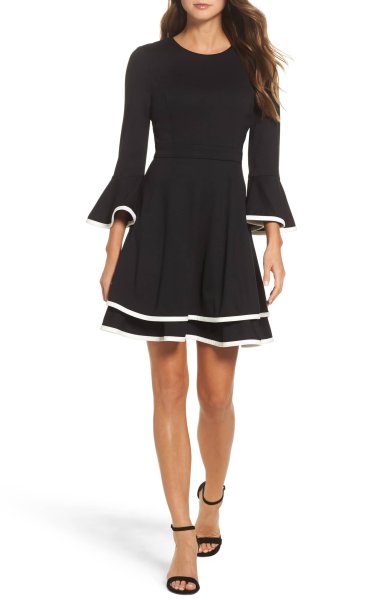 画像1: Eliza J　　Bell Sleeve Fit & Flare Dress (1)