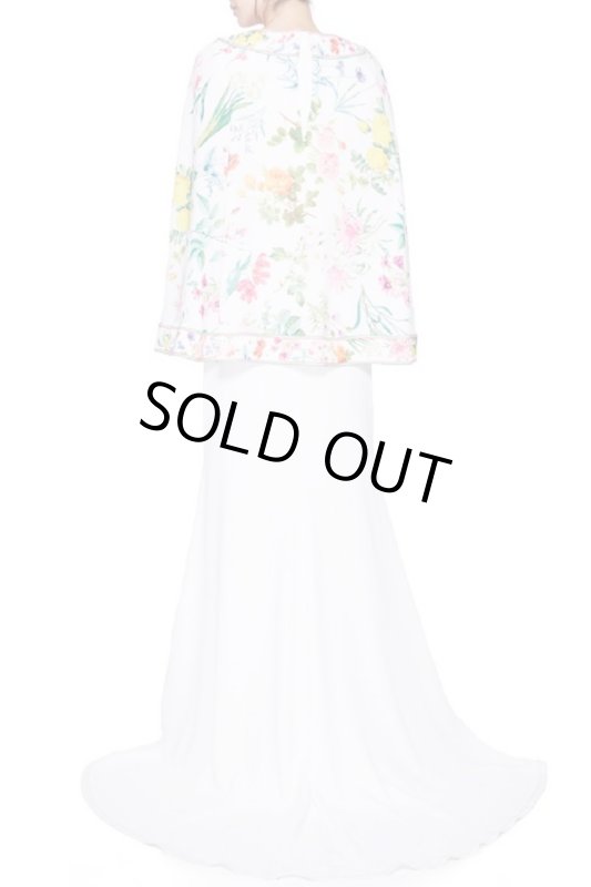 画像2: Tadashi Shoji タダシショージ　 ケープ付きフローラルロングドレス　ホワイト (2)