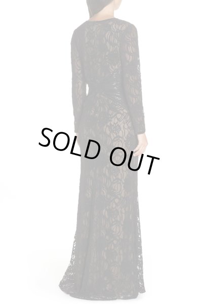 画像3: 期間限定50%オフ!【とよた真帆さん着用】Tadashi Shoji タダシショージ   パーティードレス Burnout Lace Gown ブラック (3)
